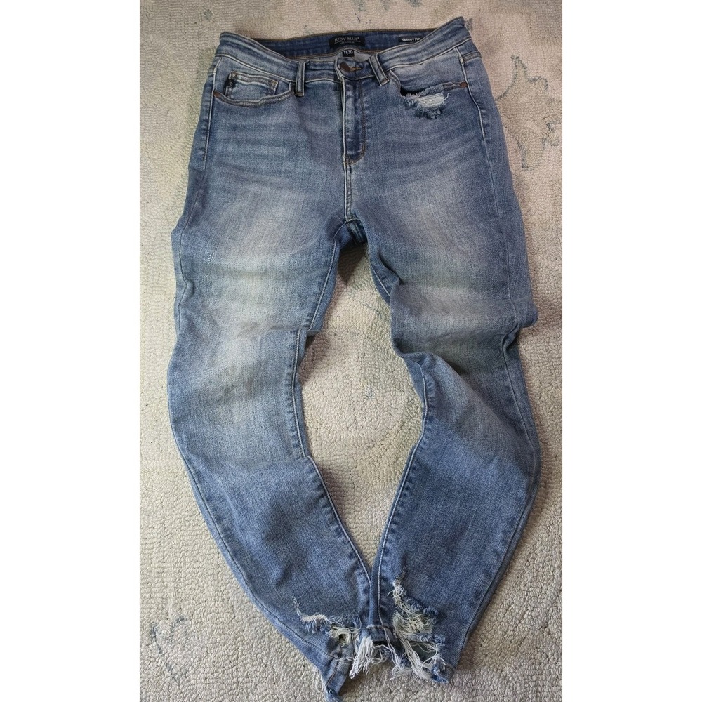 Judy Blue Womens Skinny Fit Jeans Size 11/30 Stretch Denim Distressed 30 x 26.5